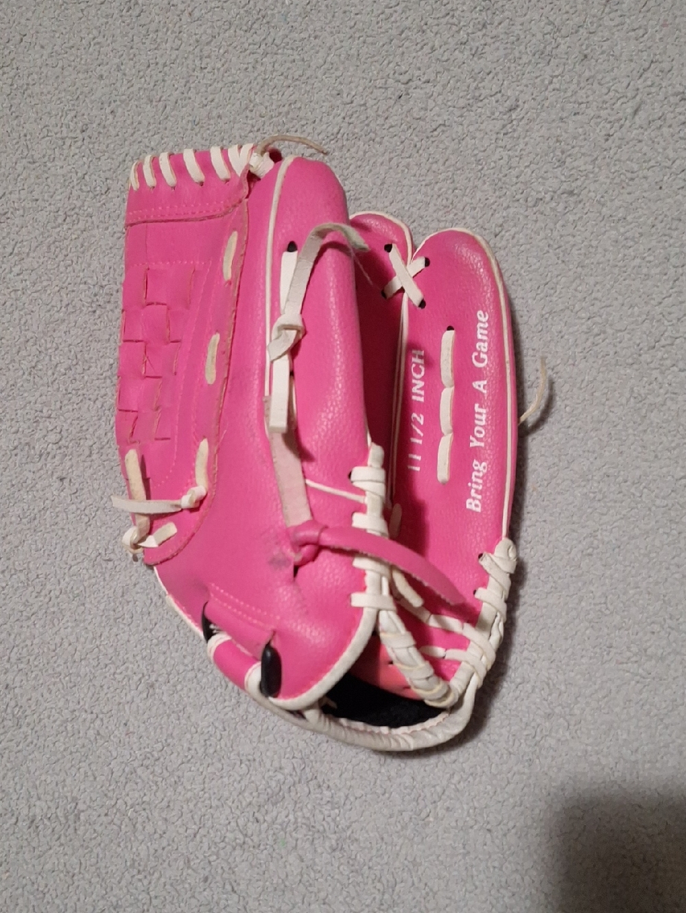 Pink Youth Baseball Glove with White Lacing